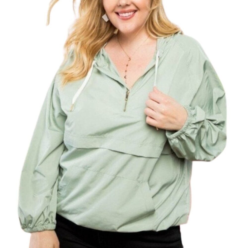 Mint Green Windbreaker Rain jacket Hoodie